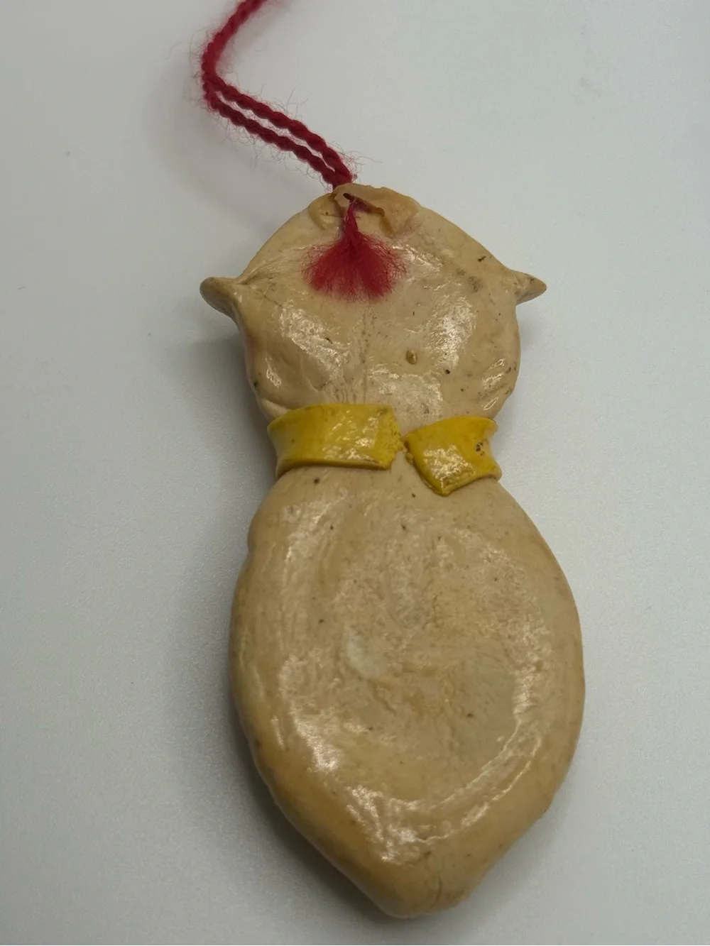 Vintage Handcrafted Cat Ornament with Pink Floral Accents Christmas mini